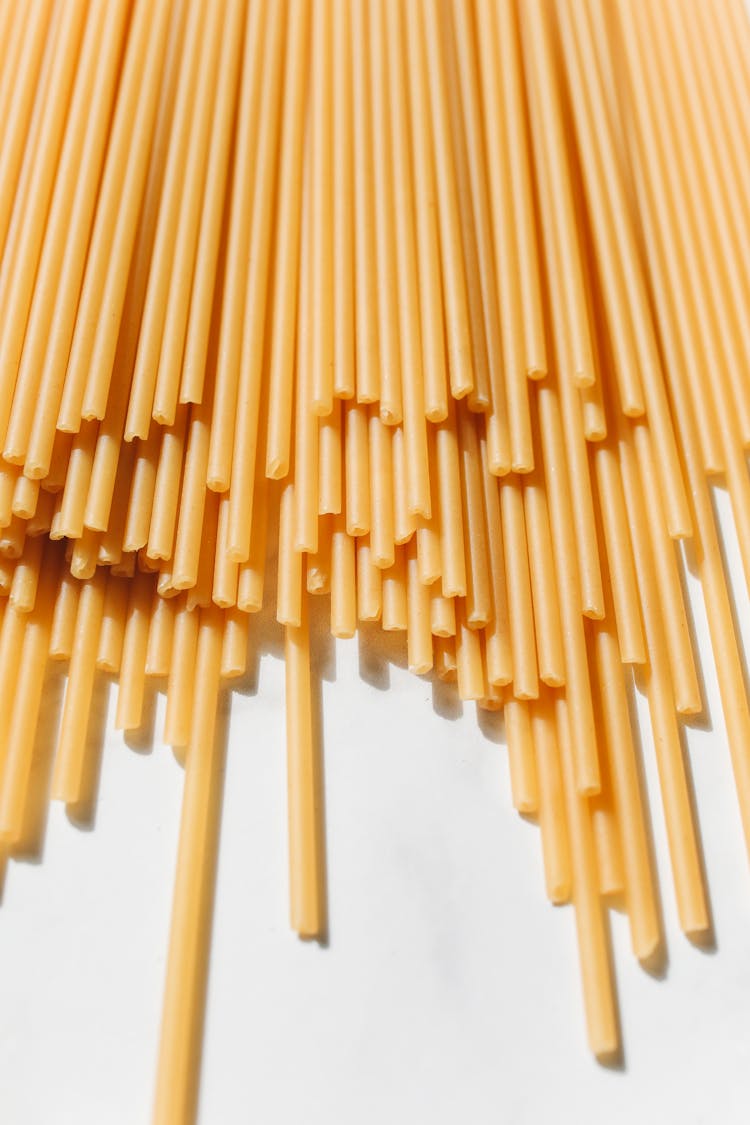 Close-Up Shot Of Yellow Spaghetti Noodles