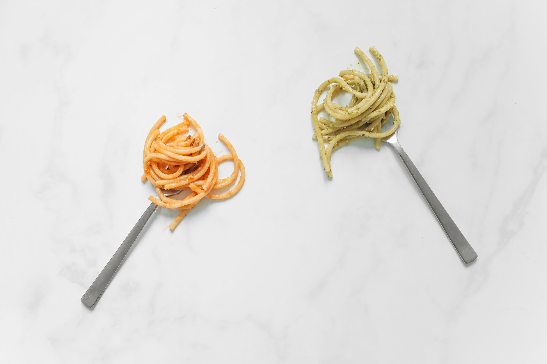 Finished Pasta Pomodoro served elegantly for two