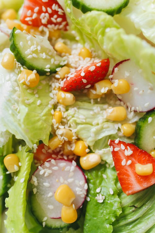 Close-up of Fresh Vegetable and Fruit Salad