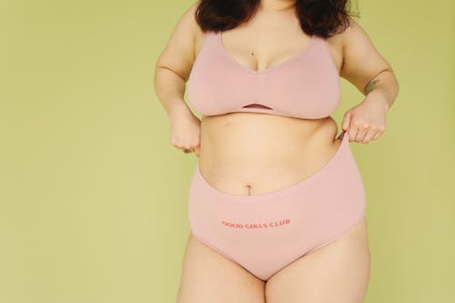 A Woman in Pink Bikini Bottom
