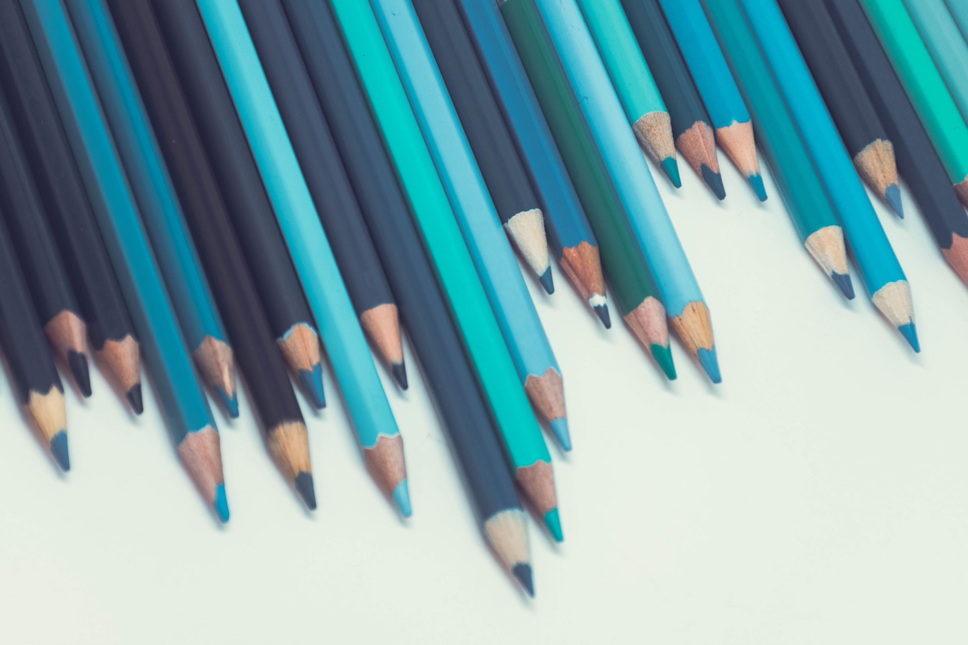 Blue Coloring Pencils in Close Up Shot