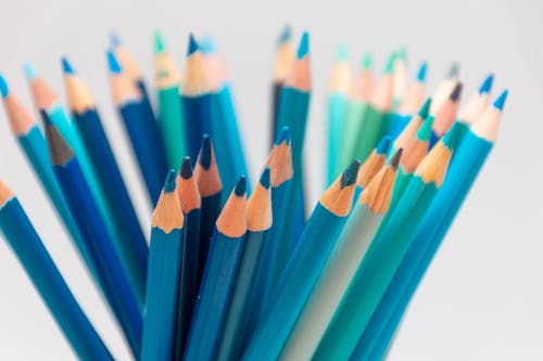 Imagine de stoc gratuită din a închide, albastru, creioane colorate