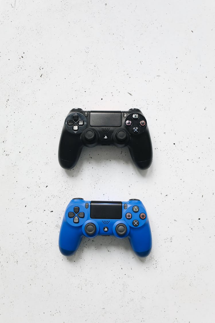 Black And Blue Console Controllers