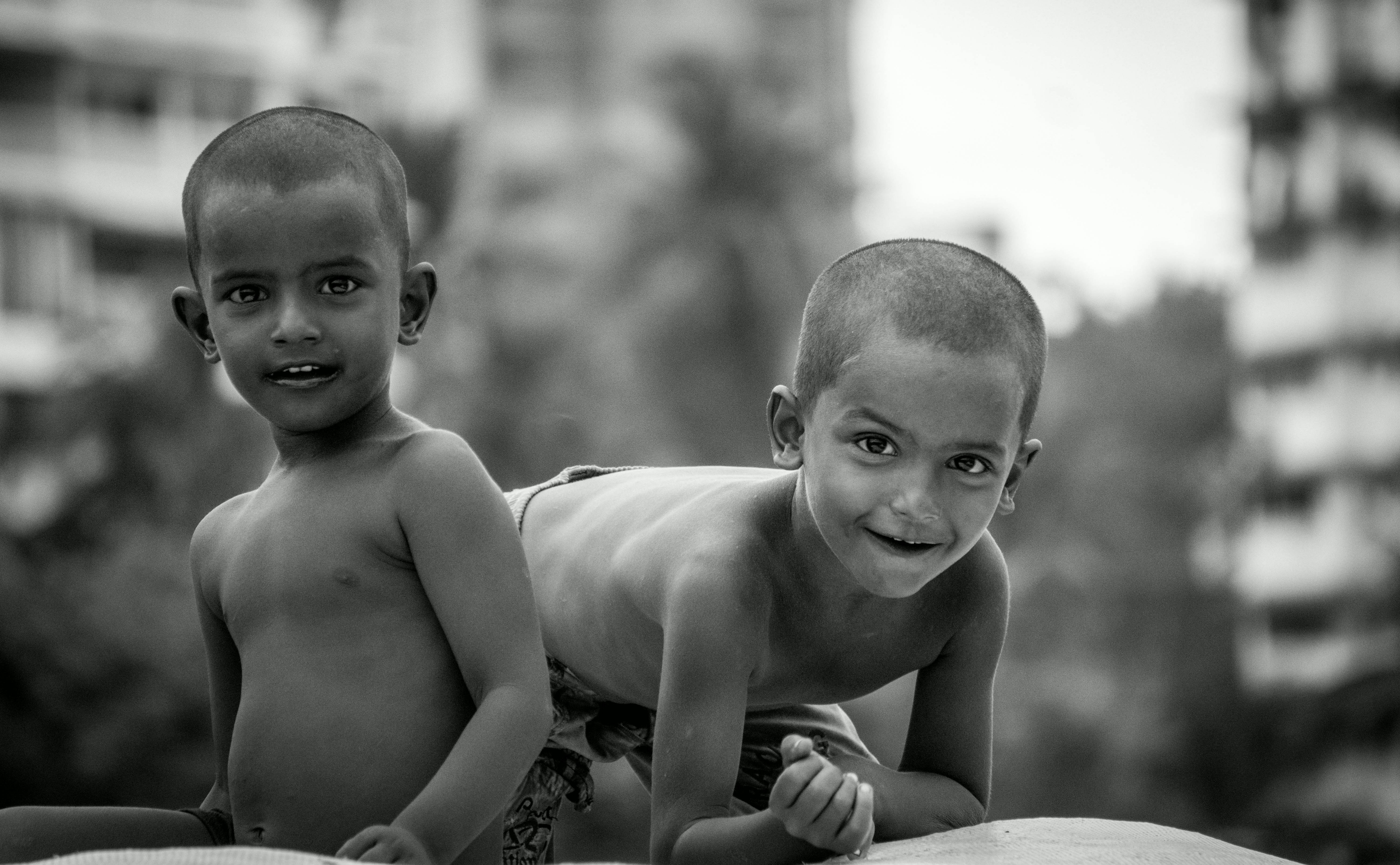 Free stock photo of black and white, children, kids