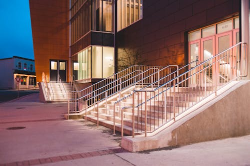Free Contemporary building with staircase in twilight Stock Photo