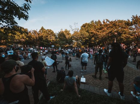 Diverse people uniting on demonstration against politics