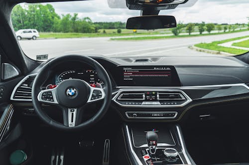 Steering wheel of luxury car