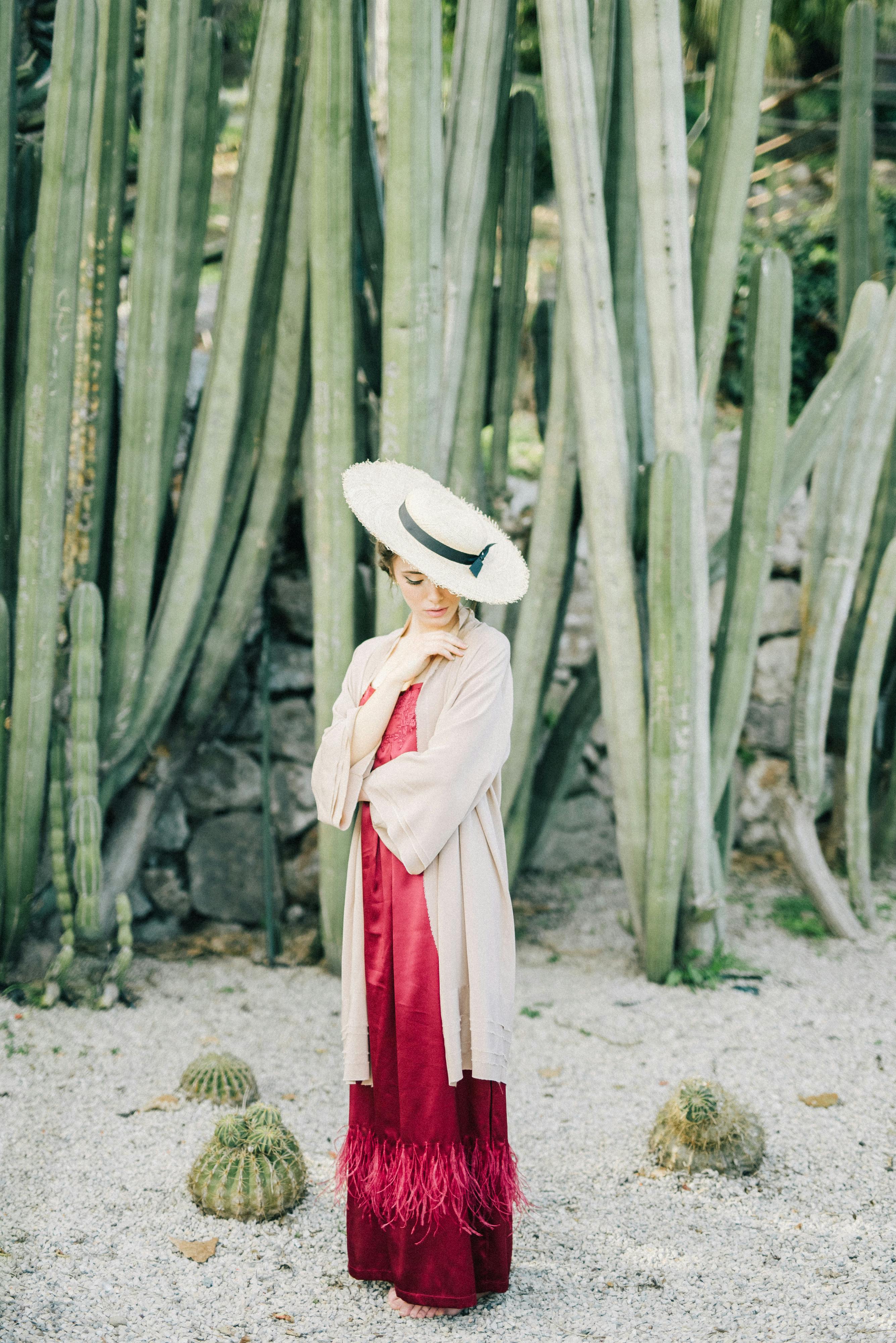 a woman wearing a straw hat