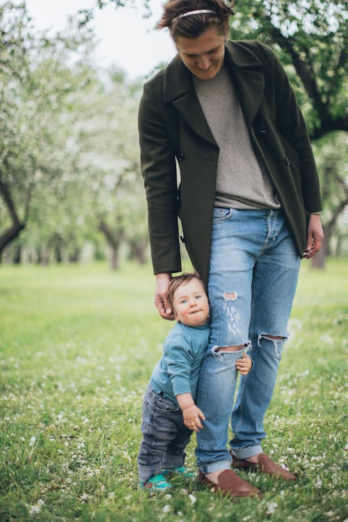 Free Father with his Baby at a Park Stock Photo