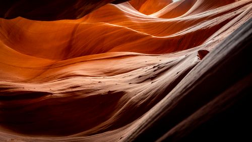 Free Amazing colored sandstone formations with uneven surface of famous in Antelope Canyon located in Arizona Stock Photo