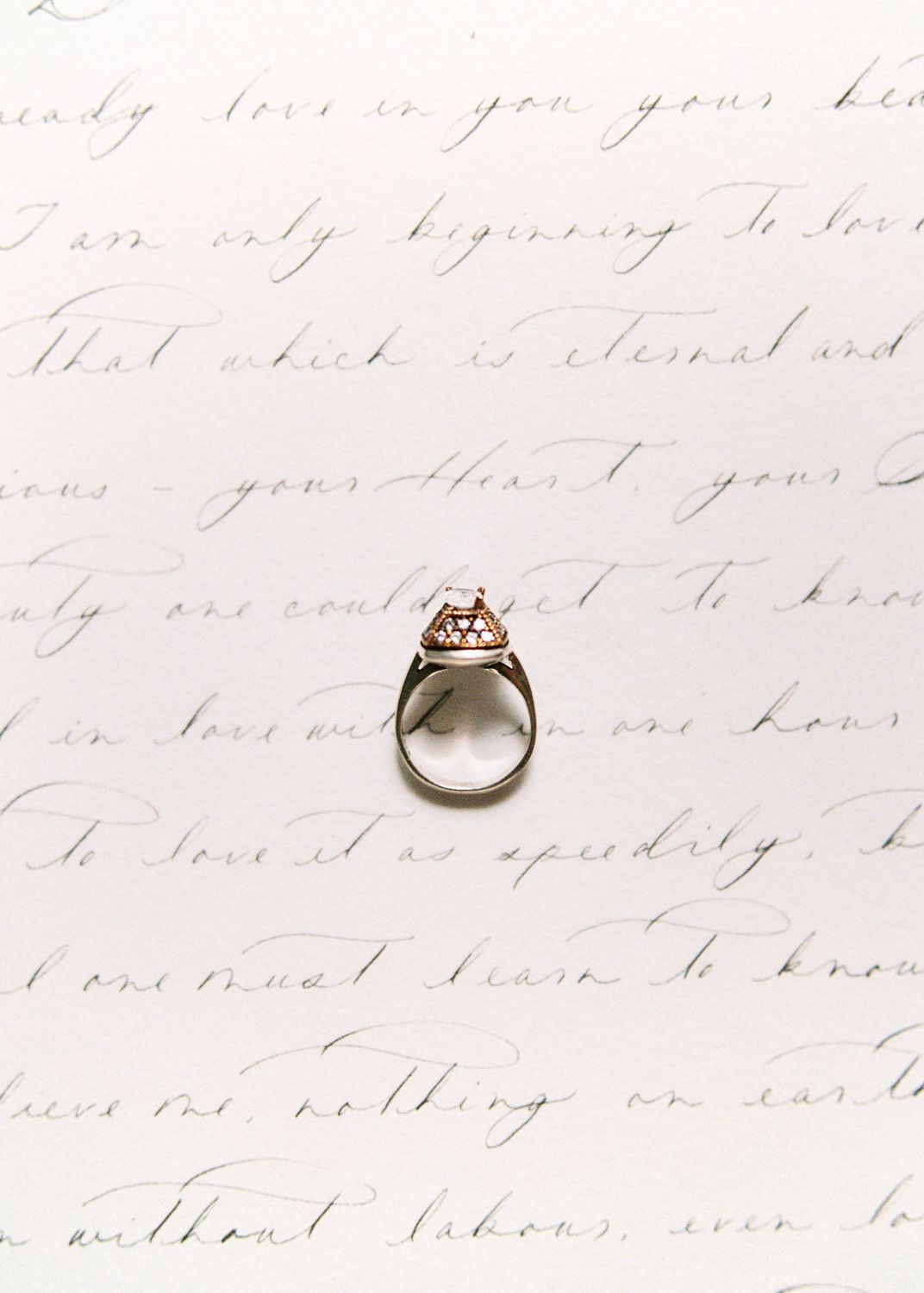 Handwrite Diamond Diamond Ring on Top of White Sheet of Paper with Handwriting · Free ...