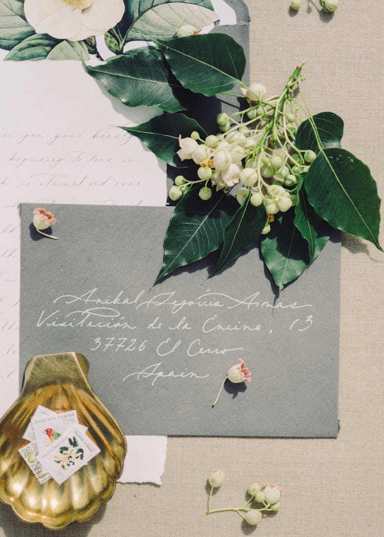 Handwritten Message On A Greeting Card Near Green Leaves 