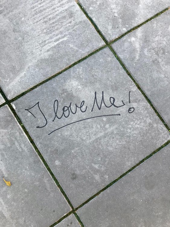 I love me words on concrete floor