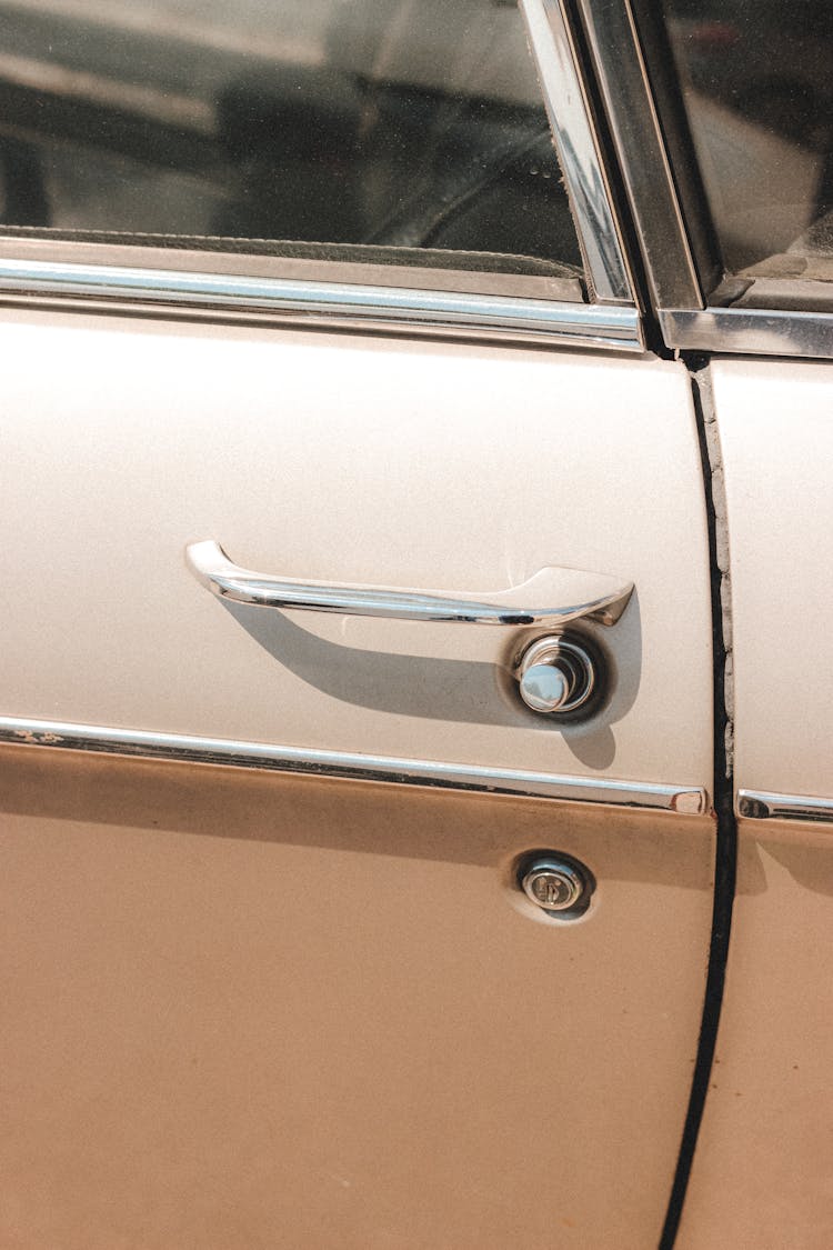 Door Of Old Timer Car On City Street