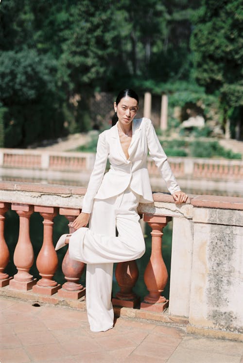 Brunette in Elegant Blazer and Pants