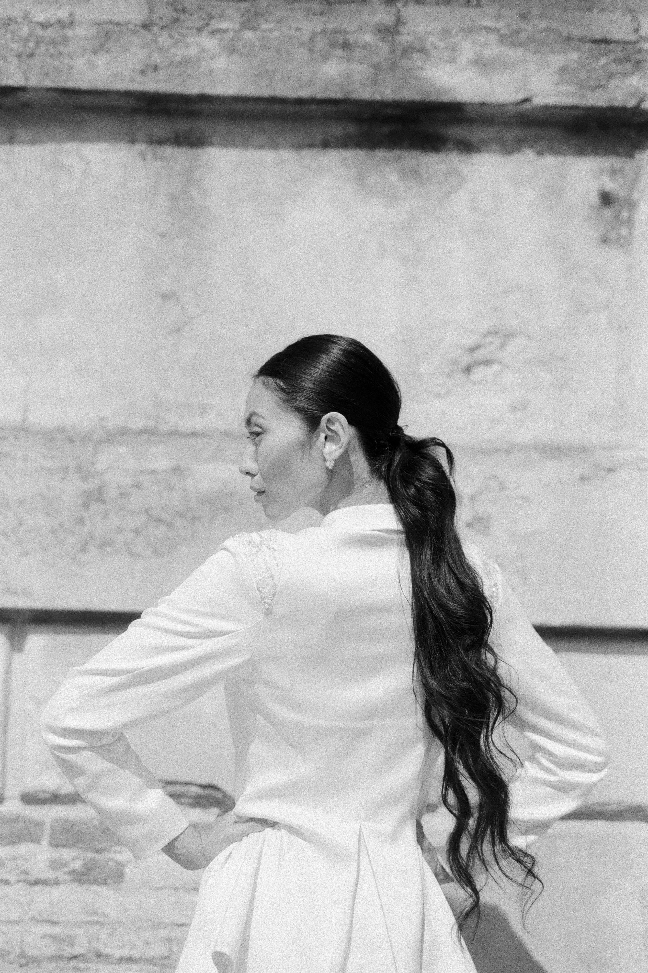 Woman in White Long Sleeve Shirt