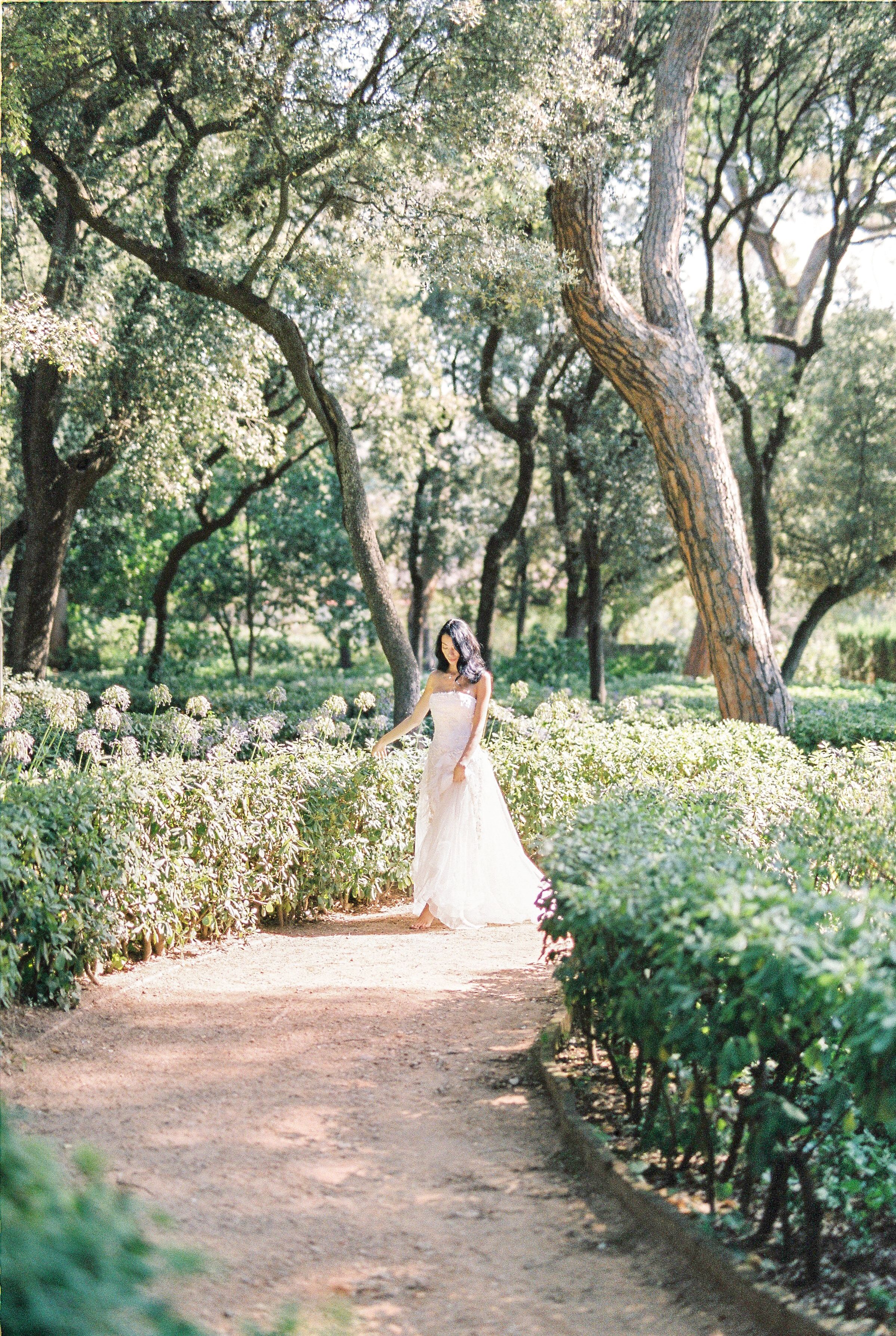 A Woman in White Dress Walking on Pathway Between Green Plants · Free ...