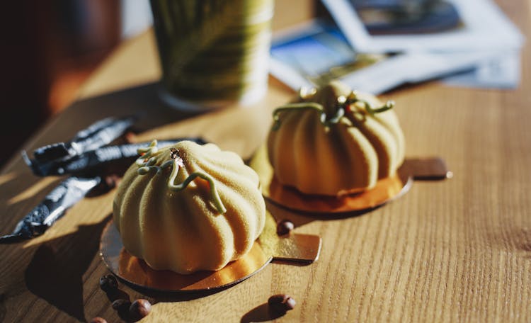 Appetizing Velour Glazed Pastries On Cafe Table