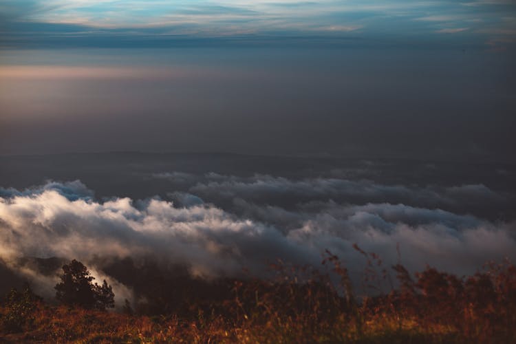 View From Mountain Peak During Sunset