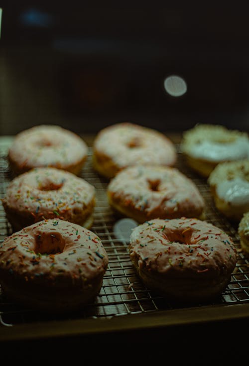 White Glazed Doughnuts with Sprinkles