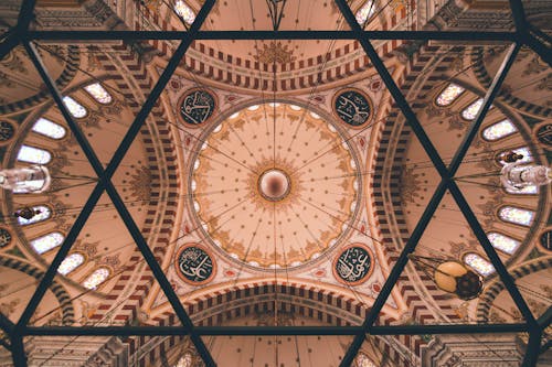 Ceiling with Arches and Glass Items 