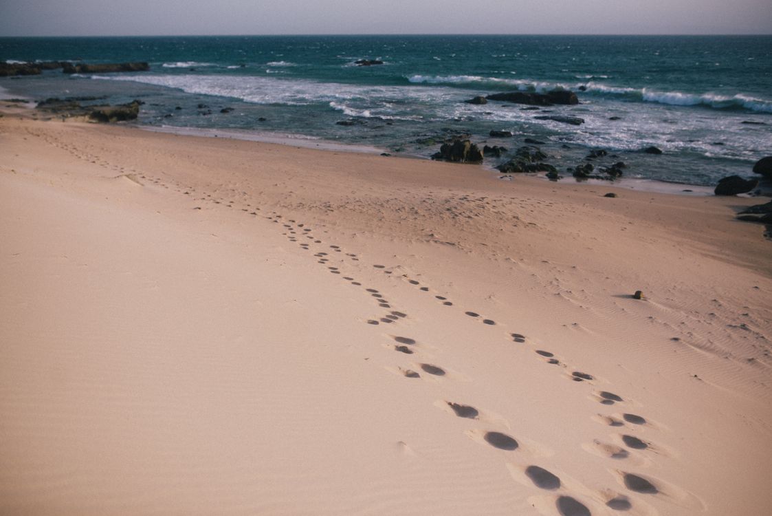 Footsteps on the beach · Free Stock Photo