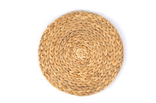 Brown Woven Mat on White Background