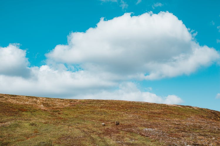 Landscape Of Hill Slope With Clouds Above