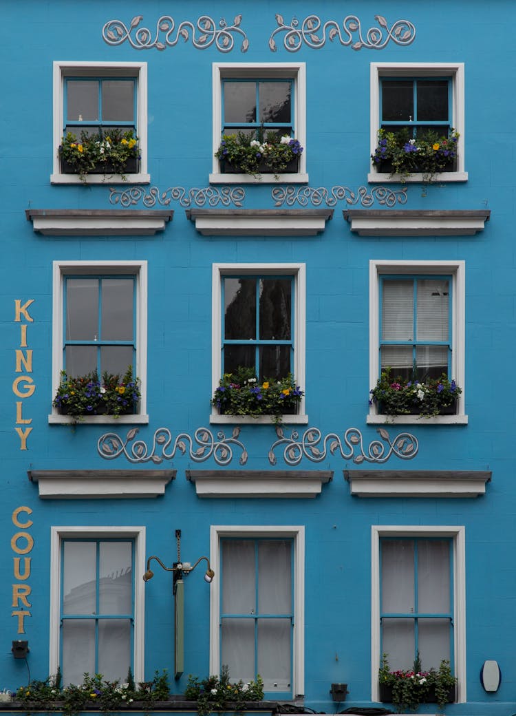 Blue Facade Of Residential Building