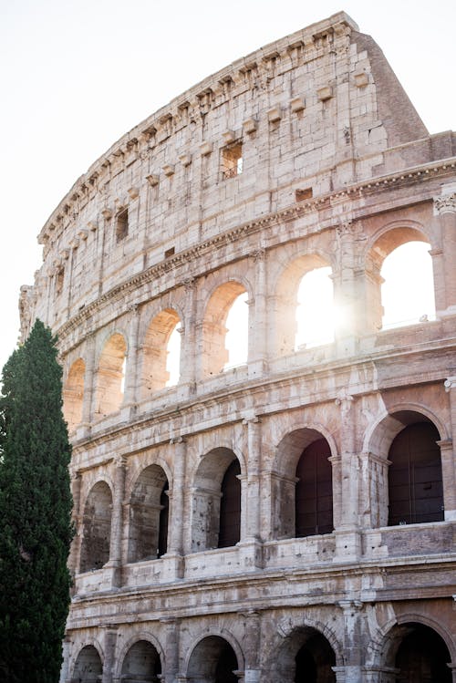 Free Facade of ancient amphitheater on sunny day Stock Photo