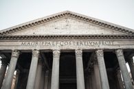Stone portico of magnificent Pantheon in Rome