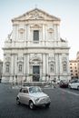 Basilica Sant Andrea della Valle on cobblestone square in Rome