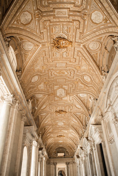 Wonderful ornate ceiling of Saint Peters Basilica in Vatican