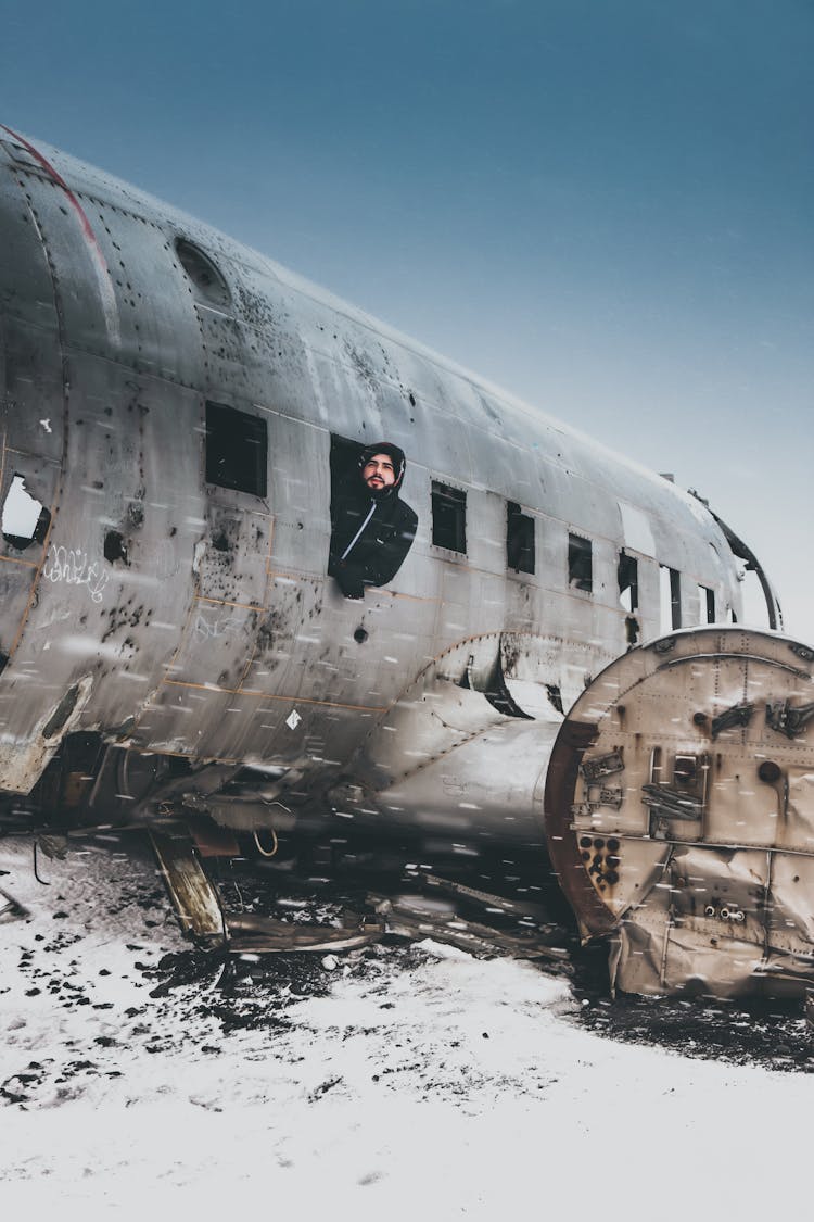 Traveler Inside Of Broken Plane