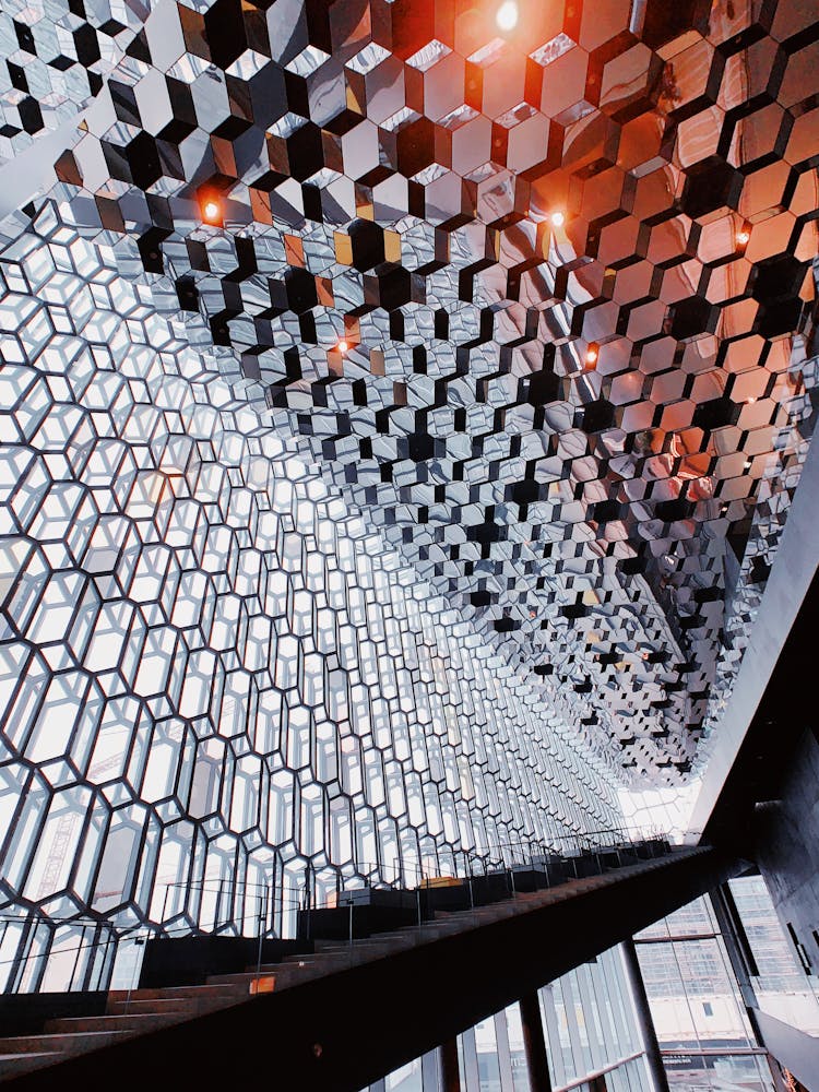 Contemporary Metal Ceiling Of Building Hall