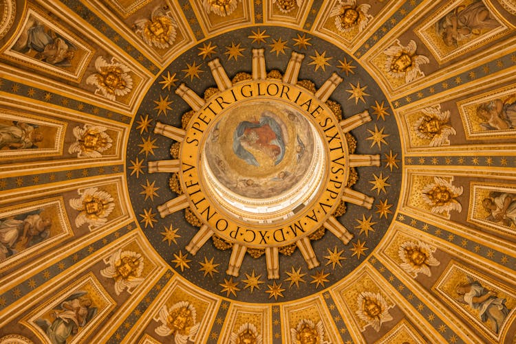 Amazing View Of Dome Ceiling Of St. Peters Basilica