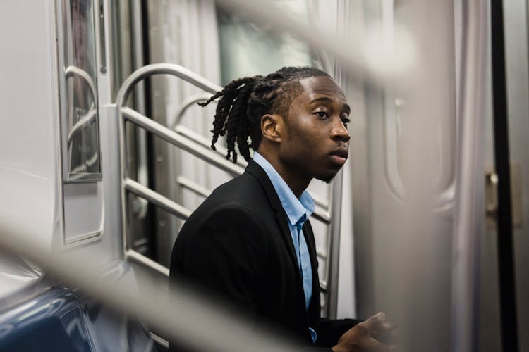 Young African American Male On Train