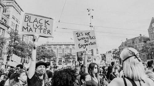 Demonstranten Mit Schildern