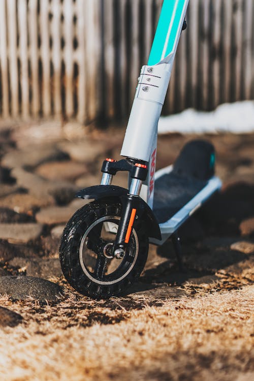 Free Black Wheel of an Electric Scooter Stock Photo