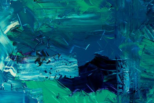 Free Dynamic abstract art with vivid blue and green acrylic textures, showcasing expressive brush strokes. Stock Photo