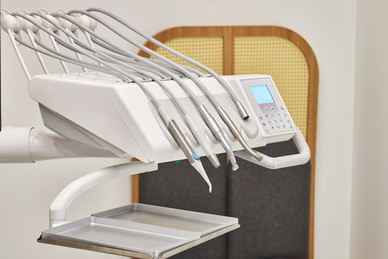 Sleek dental tools and equipment in clinical setting