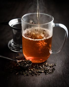 dark brewed tea leaves