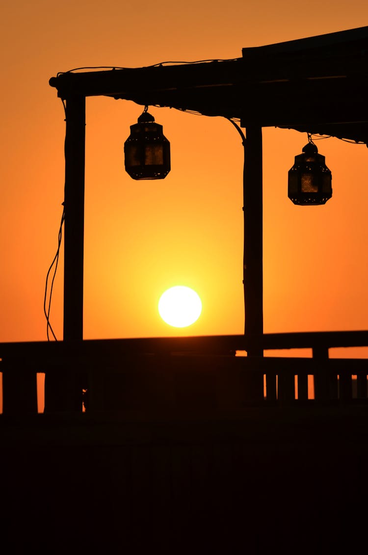 Outdoor Terrace In Shadow On Sunset