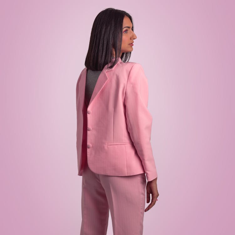 Stylish Woman In Pink Suit