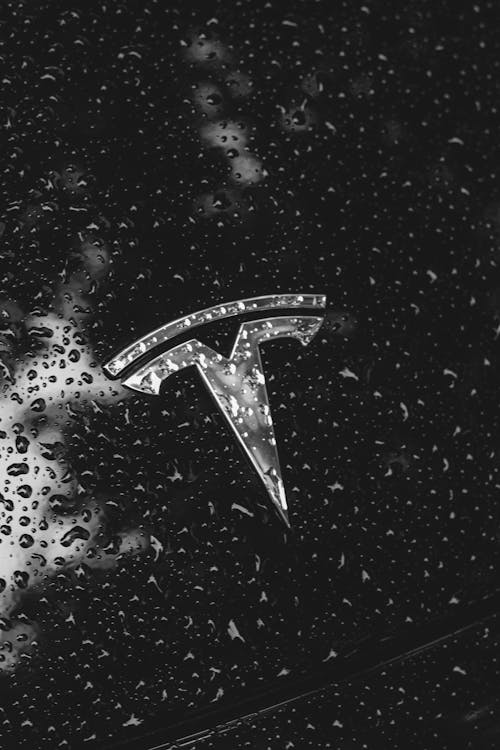Free Tiny round transparent drops of rain on glowing black surface of contemporary automobile Stock Photo