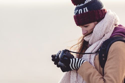 Woman Watching at Her Camera