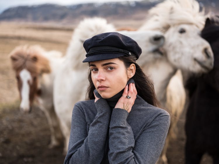 Woman And White Horses