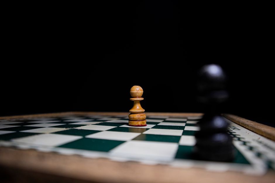 chess board pieces close up