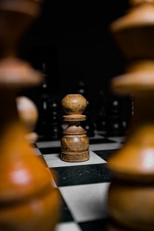 Free Wooden Chess Pieces on a Chess Board Stock Photo