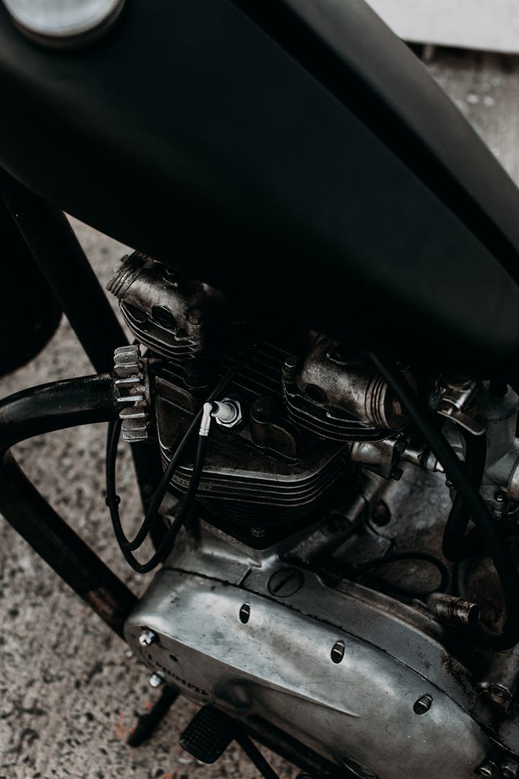 Motorbike Engine And Fuel Tank On Street